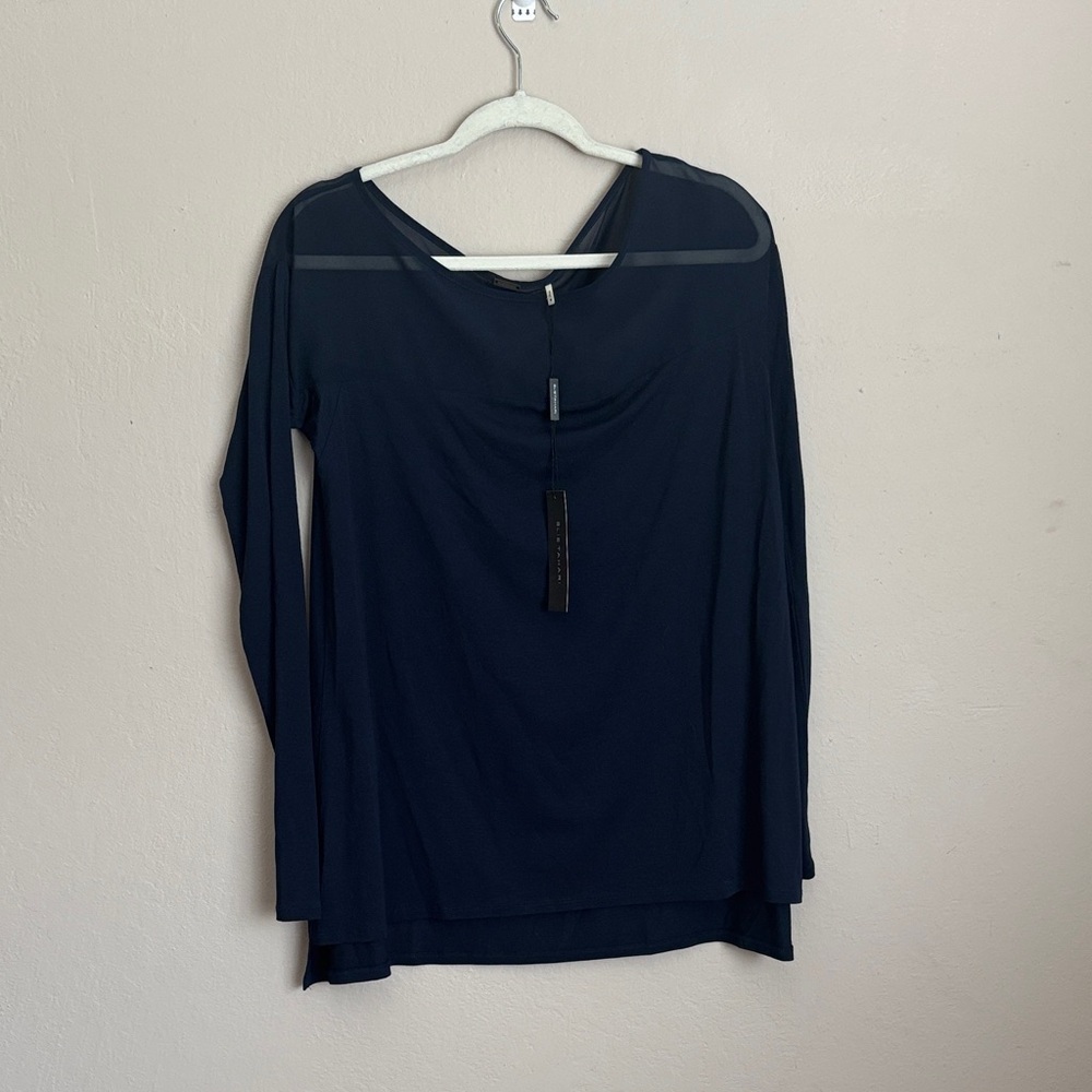 Elie Tahari Midnight Blue Long Sleeve Top Size Medium Nwt